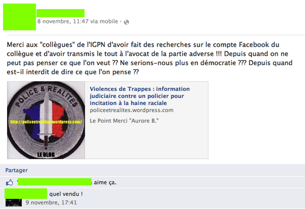 policier facebook VN
