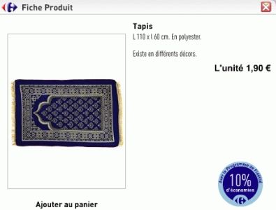 Tapis de prière vendu par Carrefour pendant Ramadan 2007