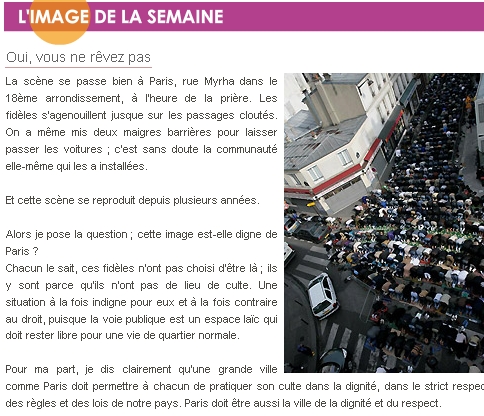 Paris doit être aussi la ville de la dignité et du respect, selon Panafieu (2008)