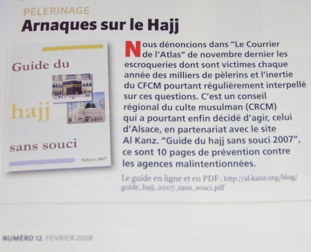Le Guide du hajj sans souci cité dans le Courrier de l