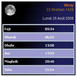 horaires de prières