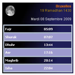 horaires de prières