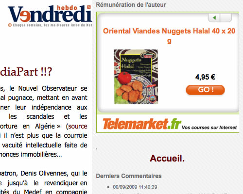 Telemarket promeut le halal