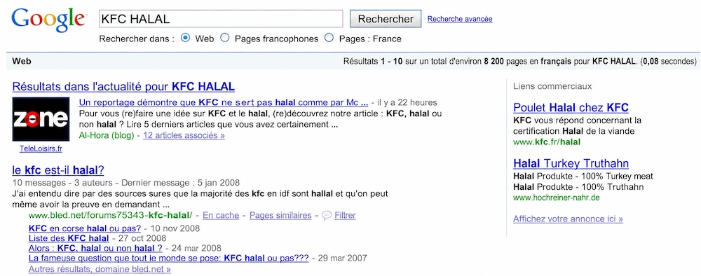 KFC, certifié halal par Google