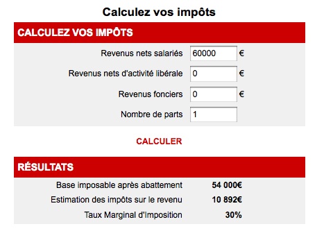 Calculez votre impôt sur le revenu