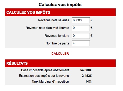Calculez votre impôt sur le revenu