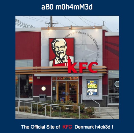 site de KFC Danemark piraté