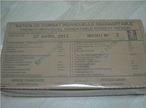 Ration de combat militaire Halal réchauffable RCIR - Menu A