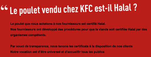 KFC n'affirme plus que son poulet est halal