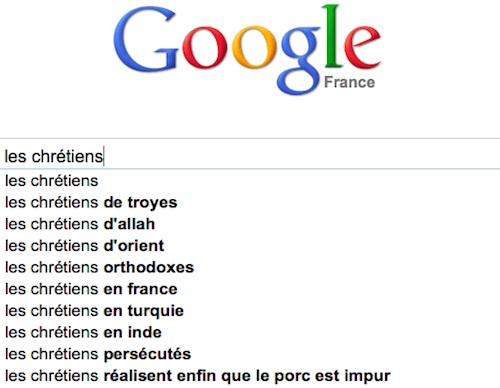 Chrétiens, juifs et musulmans selon Google