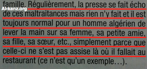 l'Algérien bat sa femme