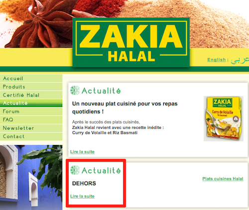 Site Zakia Halal piraté