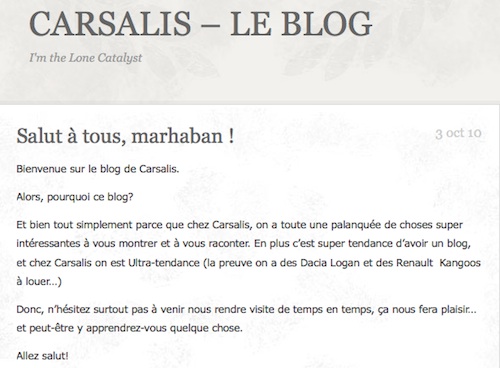 Carsalis, louer de voiture au Maroc, lance son blog