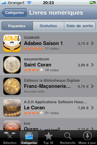 L'appli iPhone ADABéo, numéro du top livres numériques