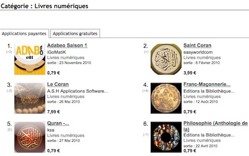 L'appli iPhone ADABéo, numéro du top livres numériques