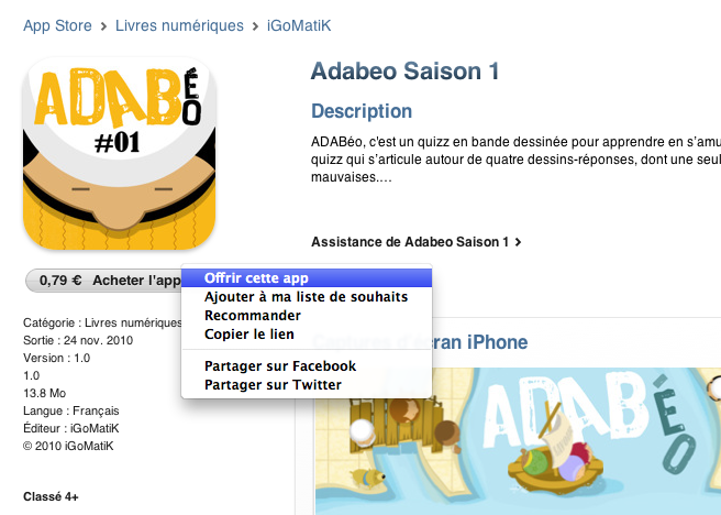 Appli iPhone ADABéo : si vous ne l'achetez pas, offrez-la