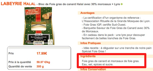 Foie gras Labeyrie halal : Auchandirect supprime la mention
