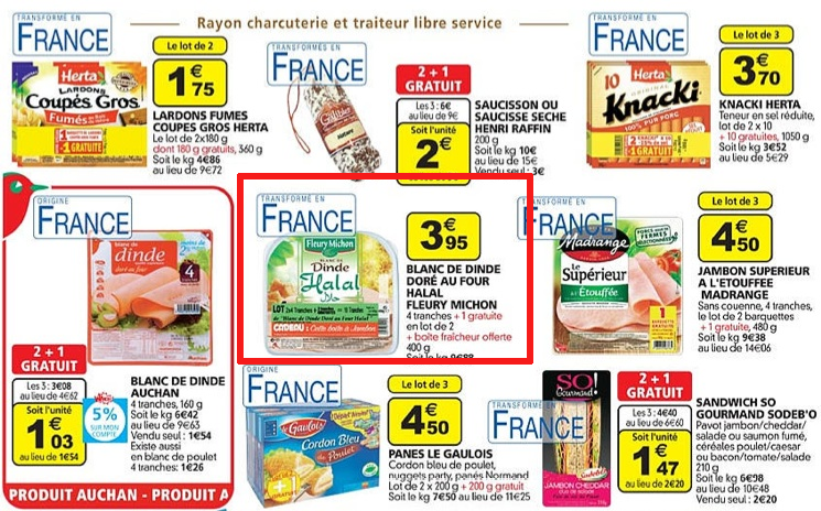 Fleury michon prétendument halal chez Auchan