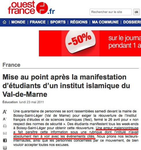 Terrorisme : Ouest-France présente ses excuses