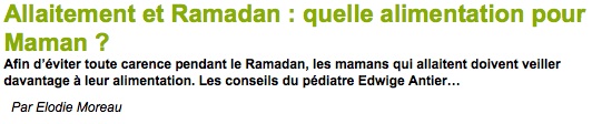 allaitement ramadan