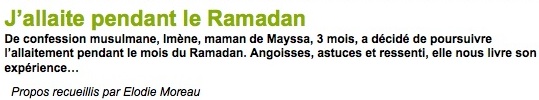allaitement ramadan