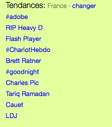 Charlot Hebdo en trending topics sur Twitter