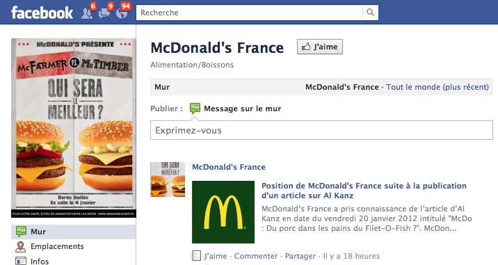 Droit de réponse de McDonald's  France