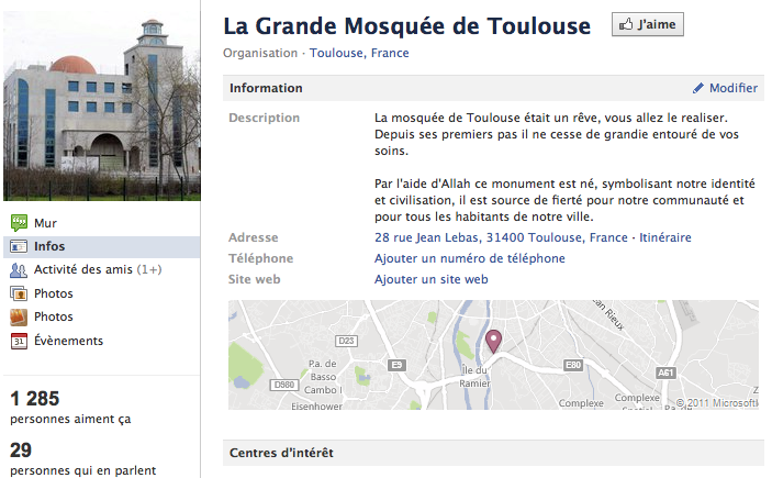 Mosquée de Toulouse - Page Facebook