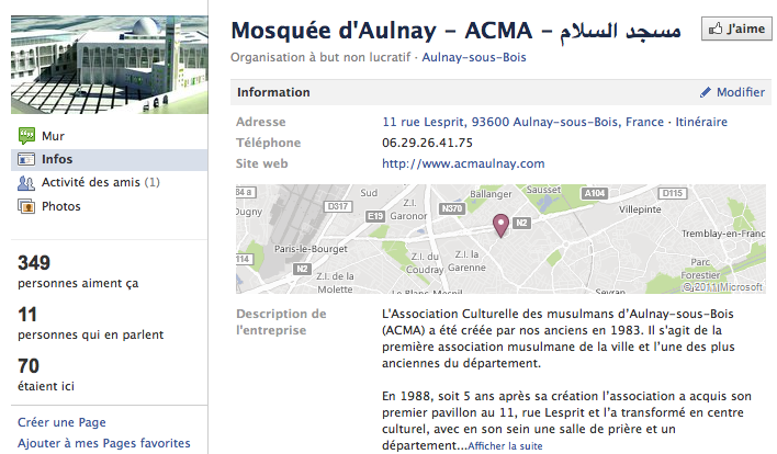 Mosquée de Aulnay - Page Facebook