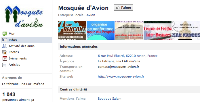 Mosquée de Avion - Page Facebook