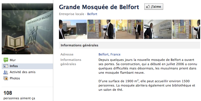 Mosquée de Belfort - Page Facebook