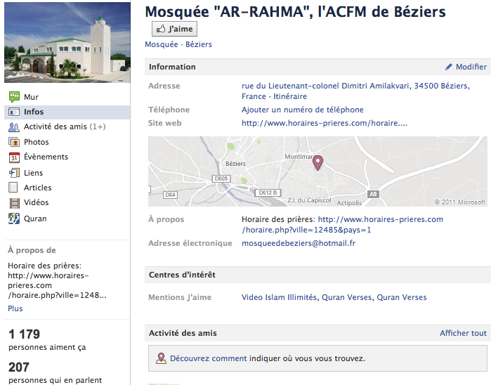 Mosquée de Béziers - Page Facebook