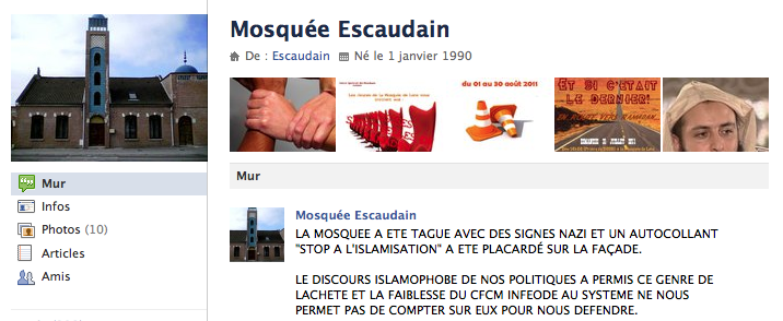 Mosquée d'Escaudain : profanation