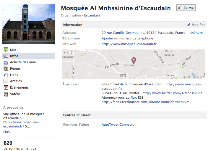 Mosquée de Escaudain - Page Facebook