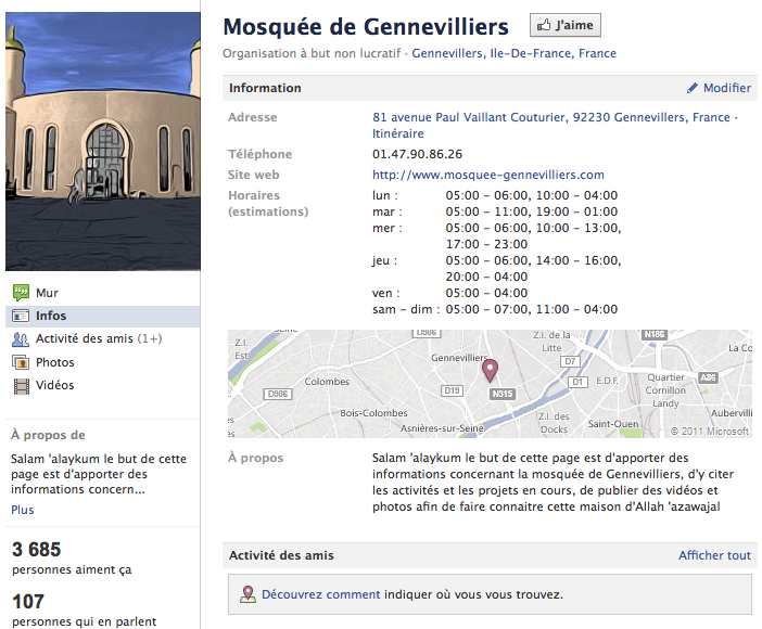 Mosquée de Gennevilliers - Page Facebook