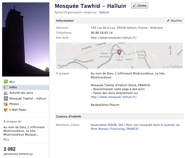 Mosquée de Halluin - Page Facebook