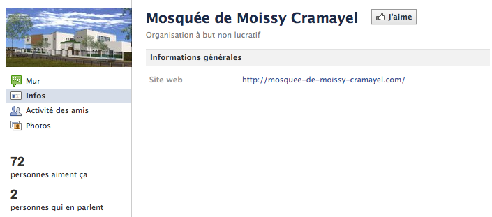 Mosquée de Moissy-Cramayel - Page Facebook