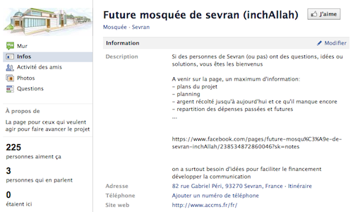 Mosquée de Sevran - Page Facebook