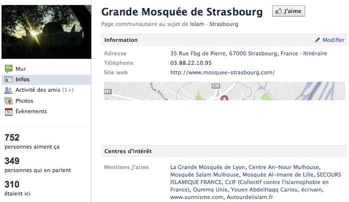 Mosquée de Strasbourg - Page Facebook