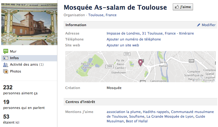 Mosquée de Toulouse - Page Facebook