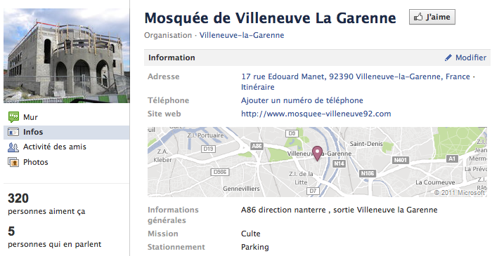 Mosquée de Villeneuve-la-Garenne - Page Facebook