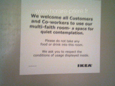 Salle de prière chez IKEA Salle de prière chez IKEA