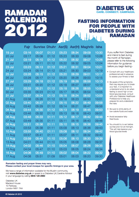 Grande-Bretagne : les musulmans diabétiques ont leur calendrier