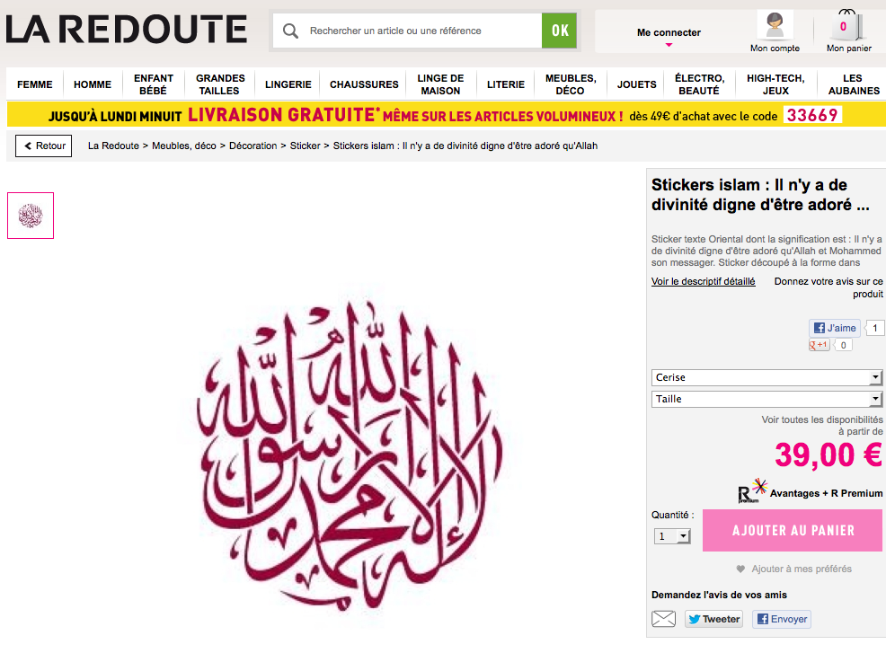 La Redoute : Au nom d'Allah le Très-Miséricordieux, le Tout-Miséricordieux