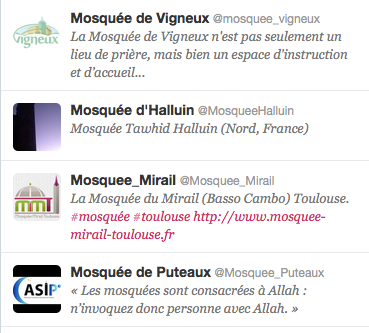 les mosquées sur Twitter