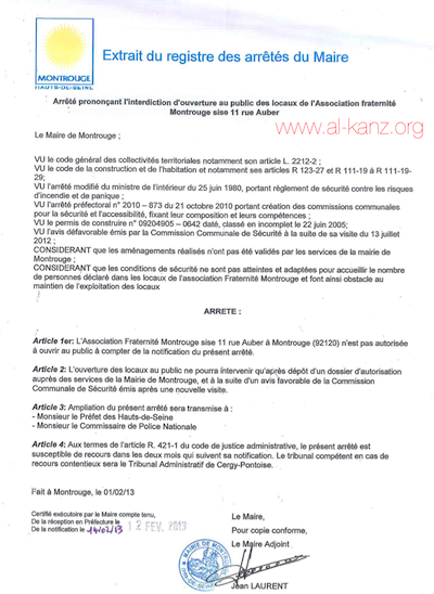 Arrêté fermeture de la mosquée de Montrouge