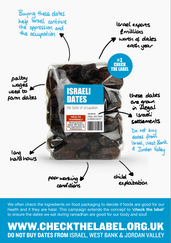 check label israel dates taste occupation