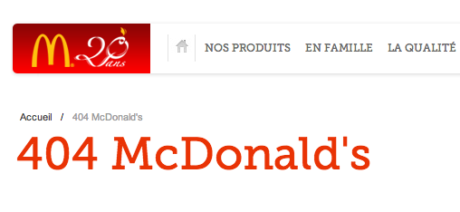 404 erreur McDonald's Maroc