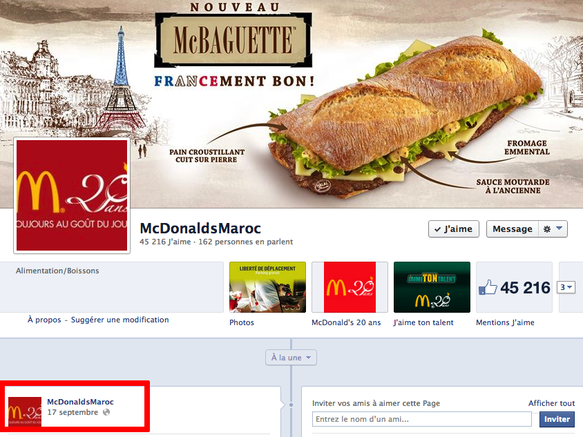 Facebook McDonalds Maroc