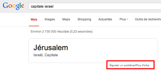 signalement Google jerusalem Israel